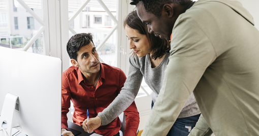 A team working on global health innovation