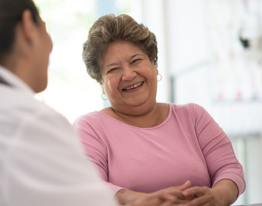 Patient speaking with her healthcare provider